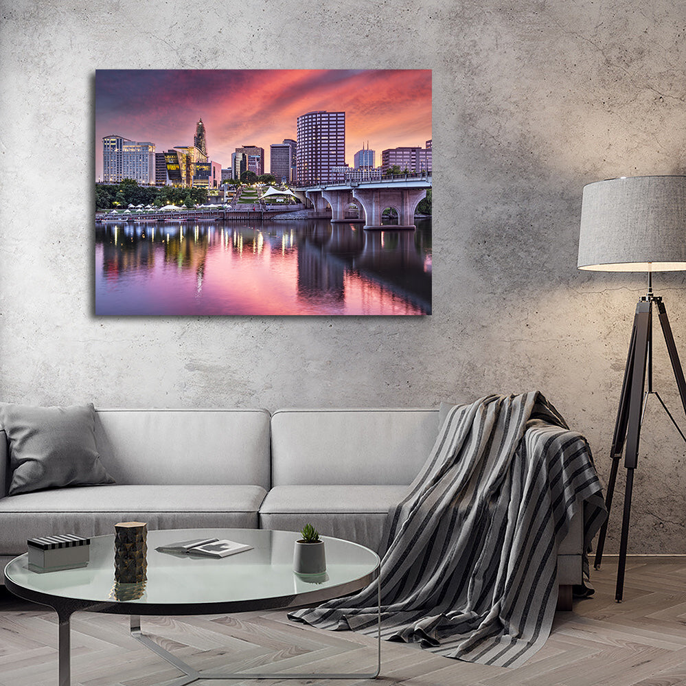 Stunning Hartford Skyline Wall Art - Museum Quality Canvas Print