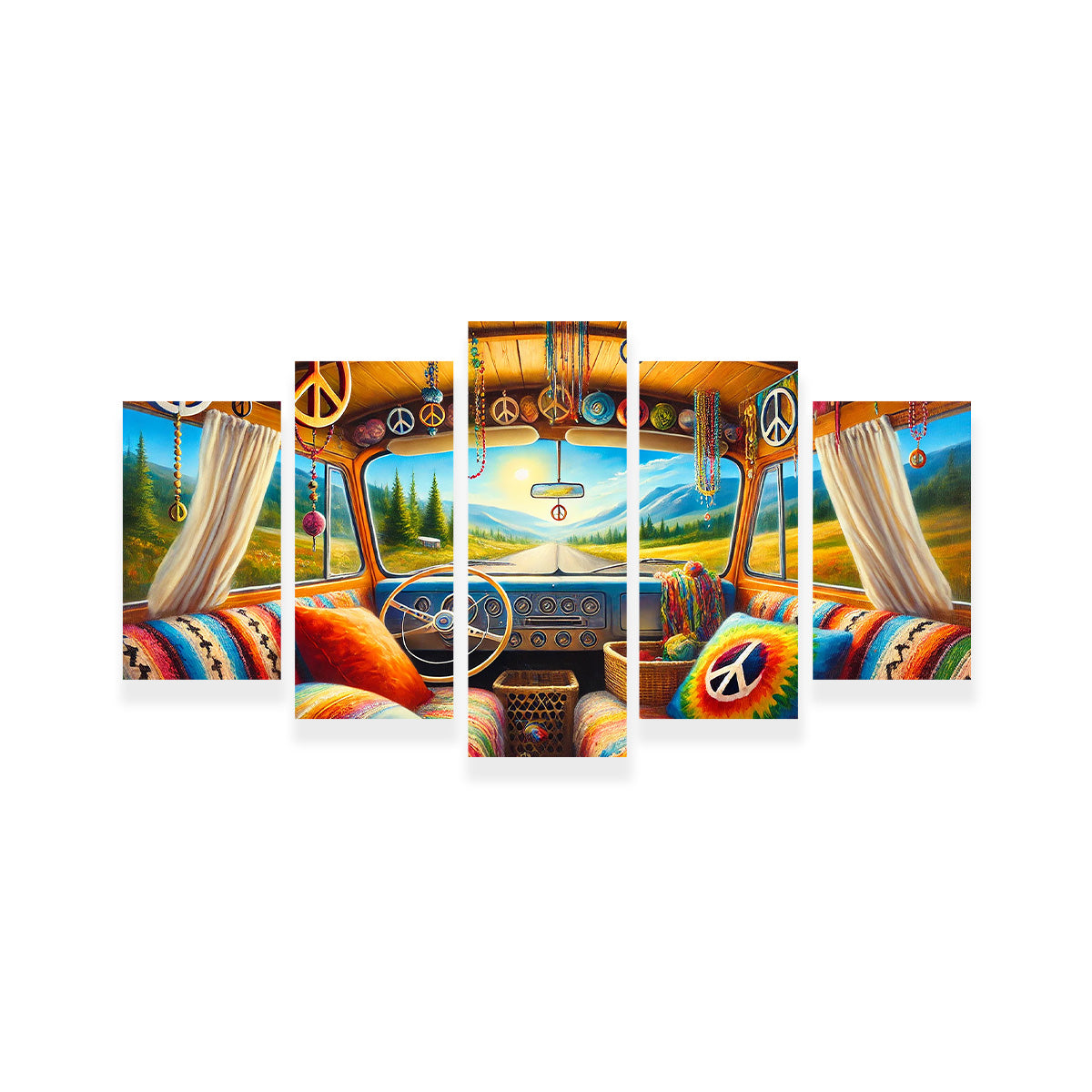 Vibrant Hippie Van Interior Wall Art for Stunning Decor