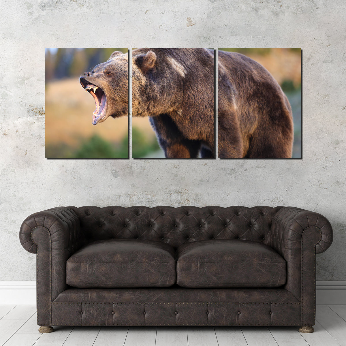 Stunning Grizzly Bear Growling Wall Art for Your Home Decor