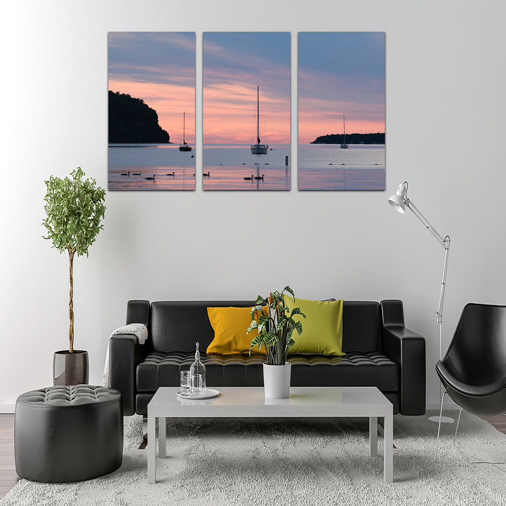 Stunning Sailboats At Sunset Wall Art for Door County Decor