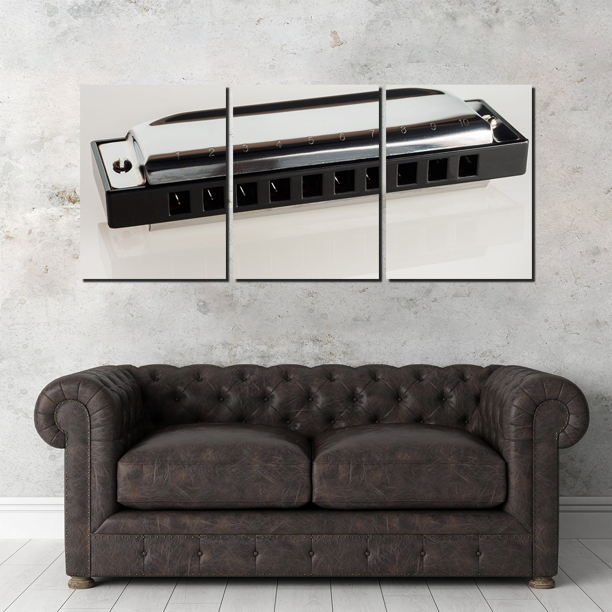 Harmonica Wall Art - Stunning Sustainable Pine Wood Frame Canvas