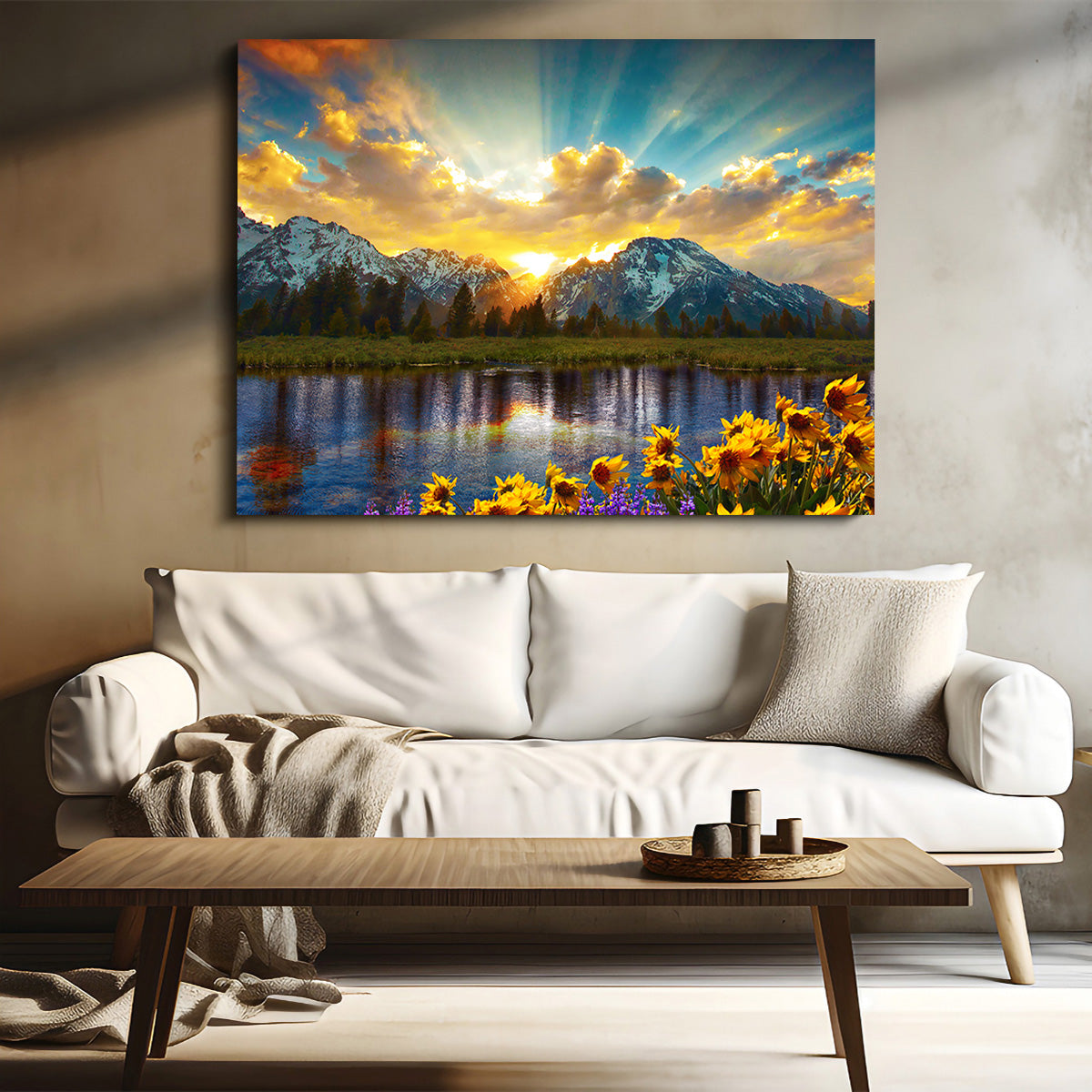 Stunning Grand Tetons Sunset Wall Art for Home Decor