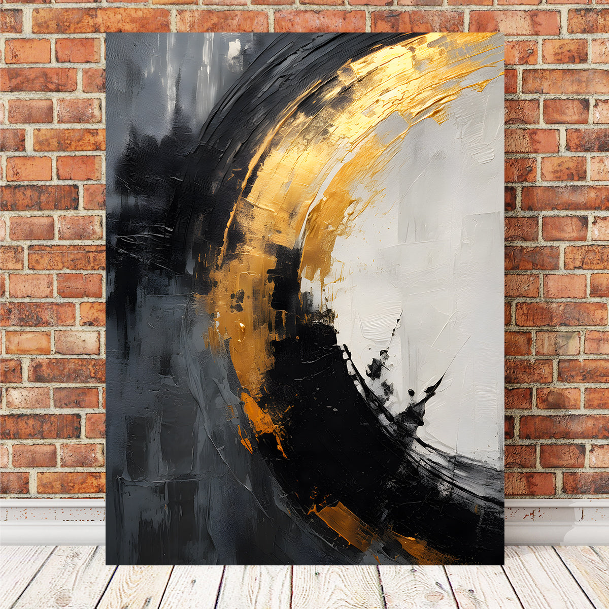 Abstract Wall Art - Stunning Black Gold Shapes 2 Design