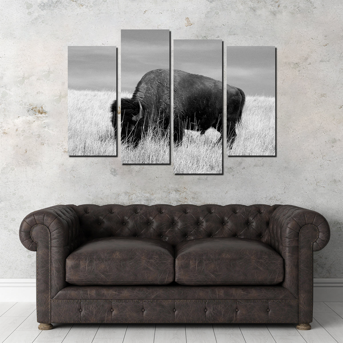 Lone Buffalo Grayscale Wall Art - Stunning Sustainable Decor