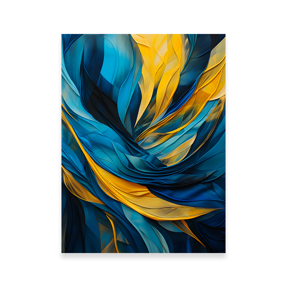 Abstract Blue Gold Feather 1 Wall Art - Museum Quality Canvas Print