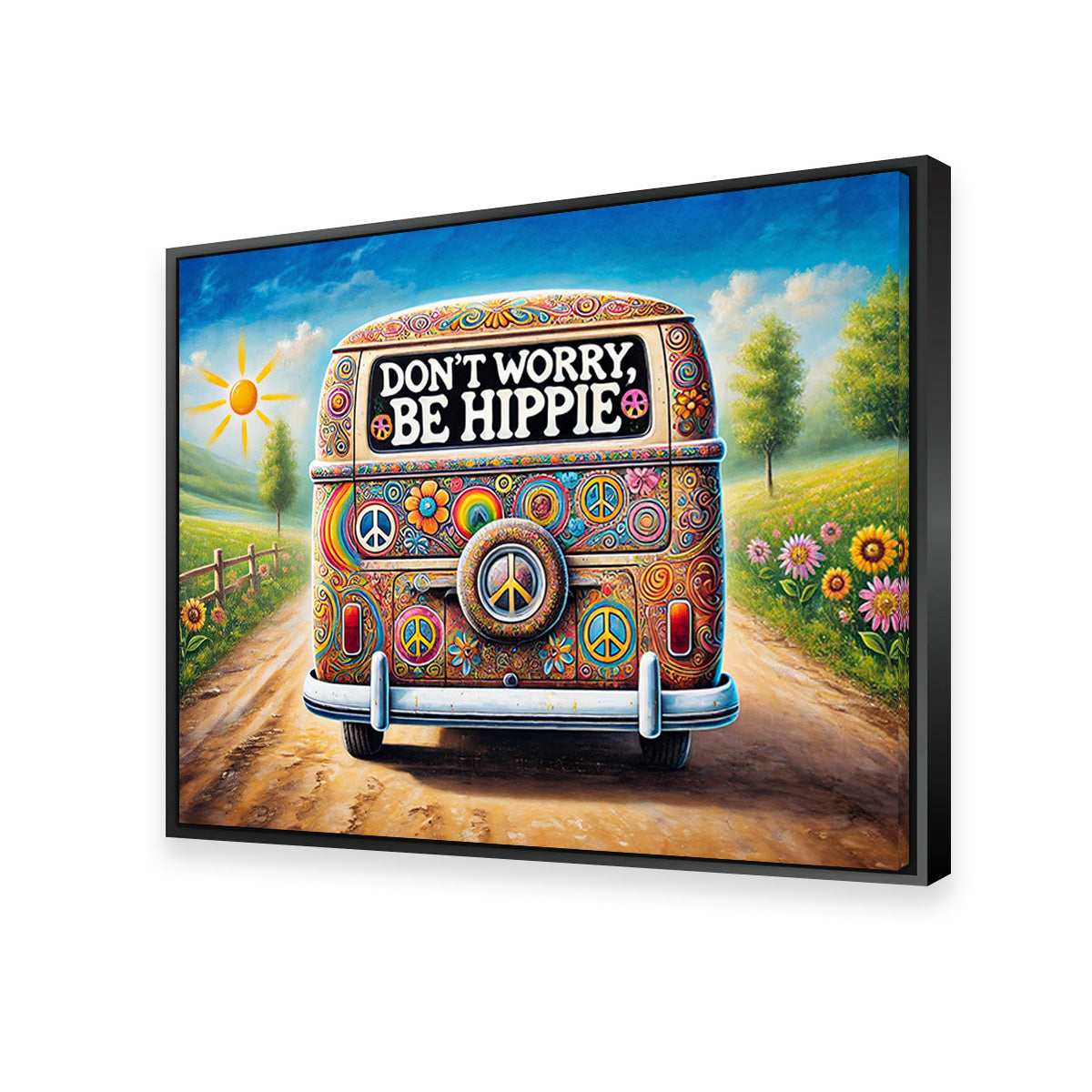 Stylish DON'T WORRY, BE HIPPIE Hippie Van Wall Art for Your Home Decor