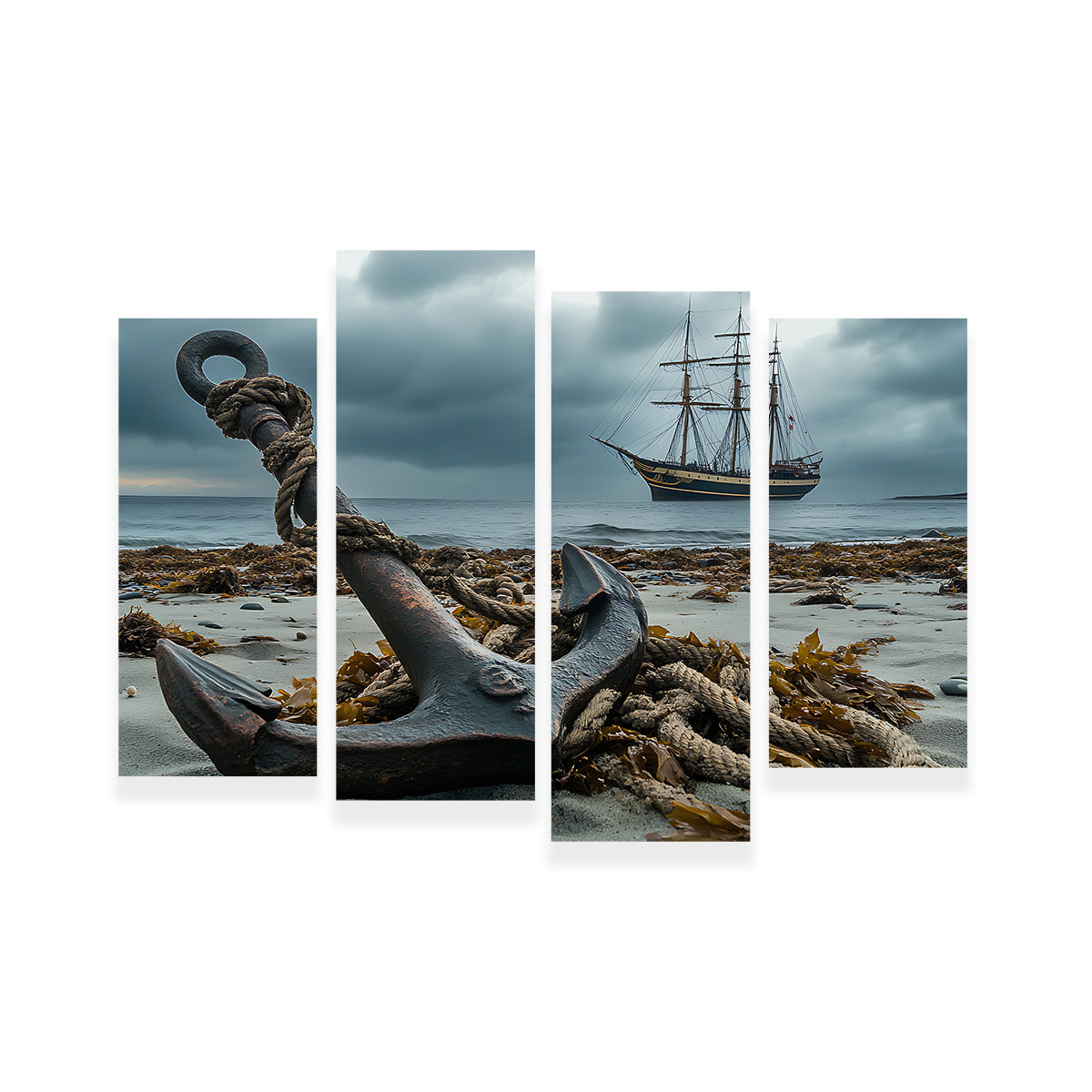 Stunning Rustic Anchor on Sandy Beach Wall Art for Coastal Decor