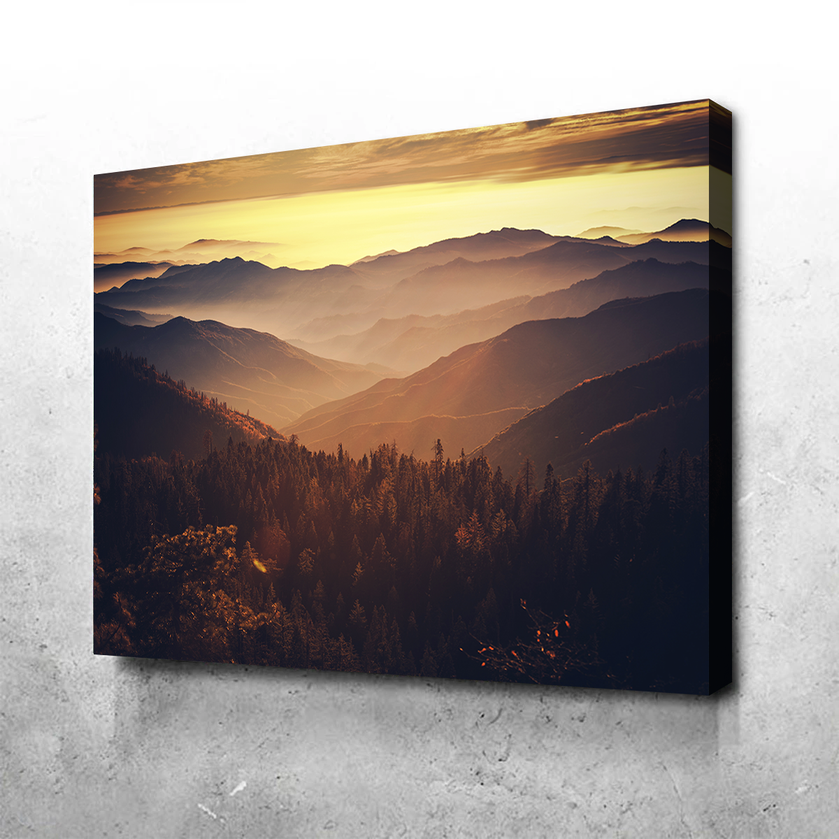 Breathtaking Scenic Sunset Wall Art of Sierra Nevada Mountains