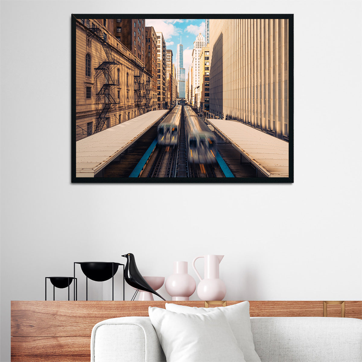 Stunning Railway Station Downtown Chicago Wall Art for Home Decor