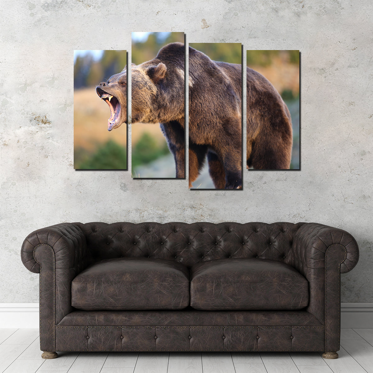 Stunning Grizzly Bear Growling Wall Art for Your Home Decor