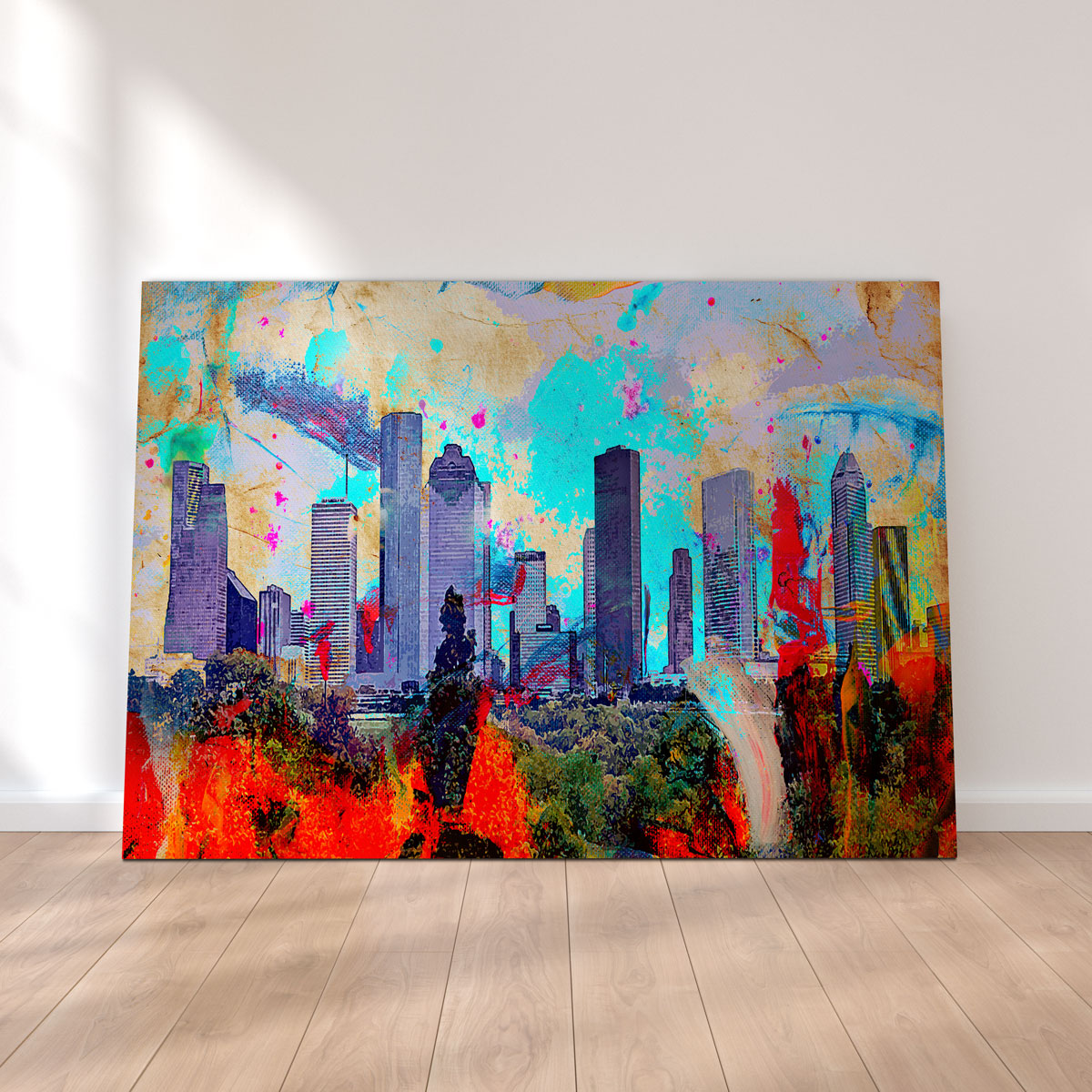 Stunning Abstract Houston Skyline Wall Art for Striking Home Decor