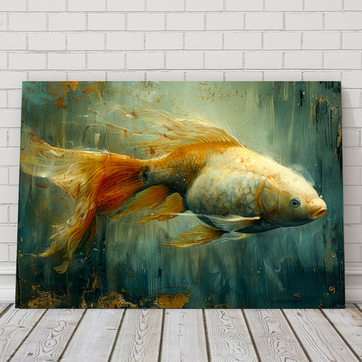 Stunning Golden Koi Fish Wall Art for Elegant Home Decor