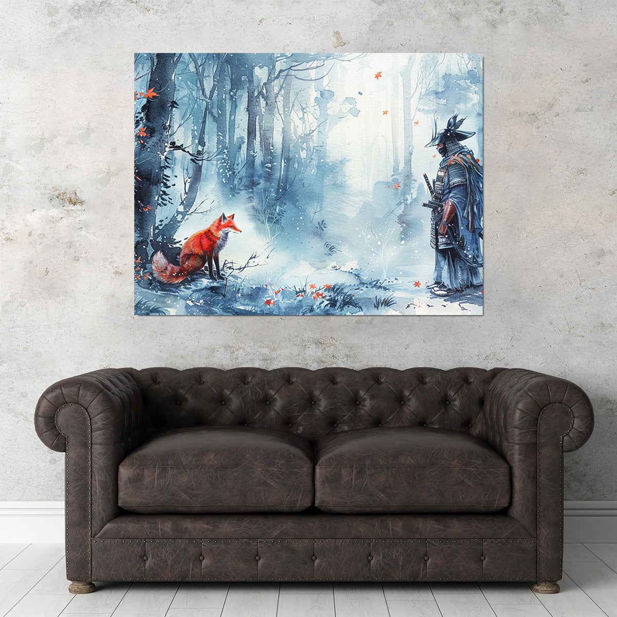 Authentic Japanese Samurai and Stunning Red Fox Wall Art Decor