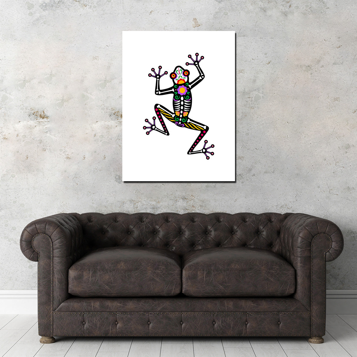 Exquisite Day of the Dead Frog Skeleton Wall Art for Stunning Home Decor