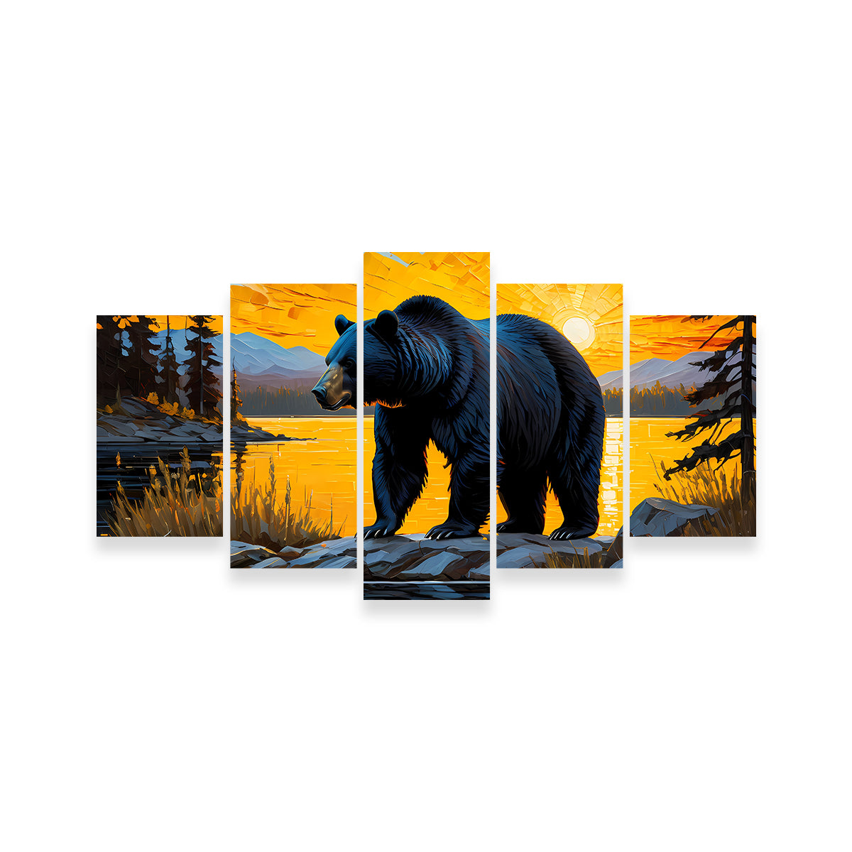 Stunning Black Bear Sunset Wall Art for Home Decor
