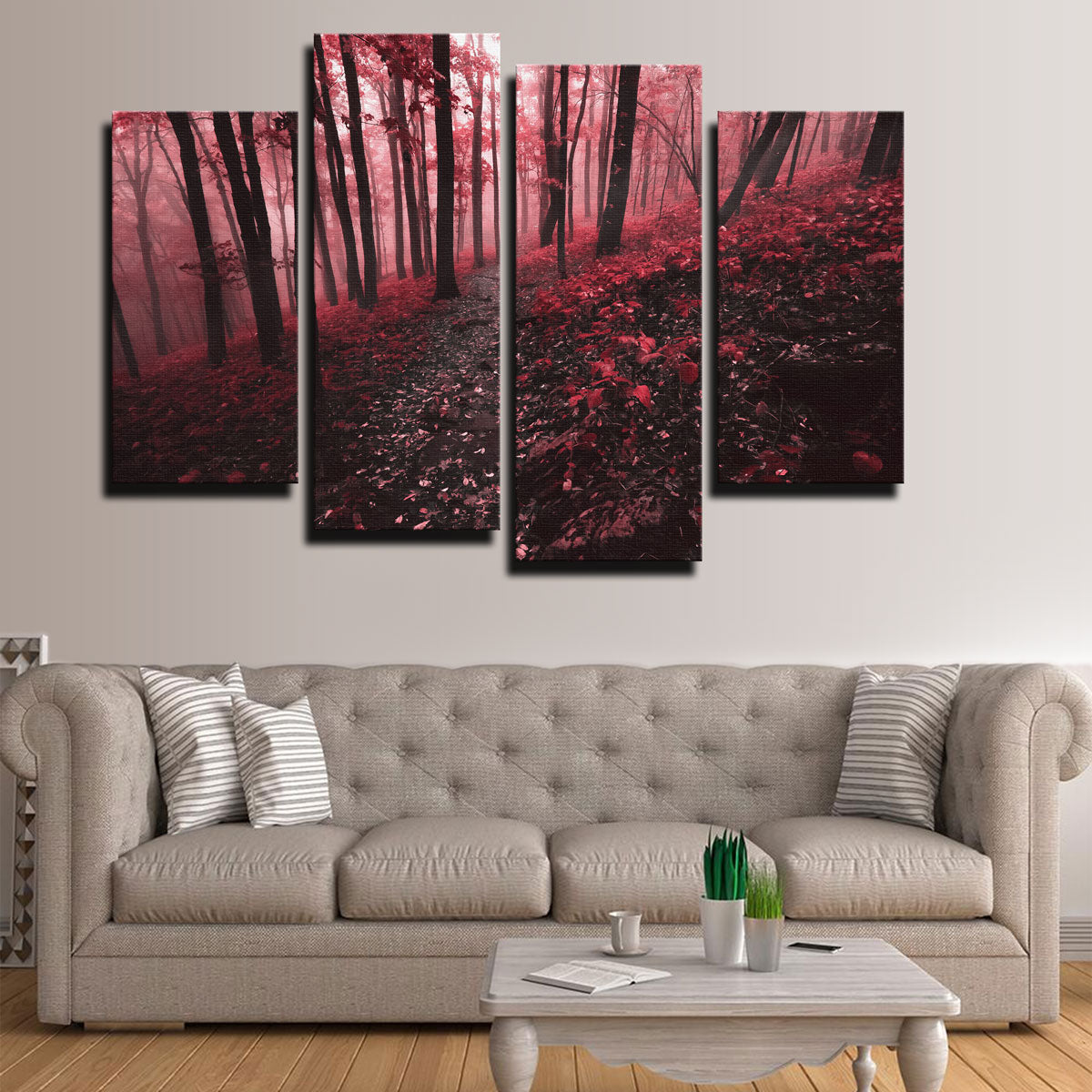 Stunning Red Forest Wall Art by Lucas Moore