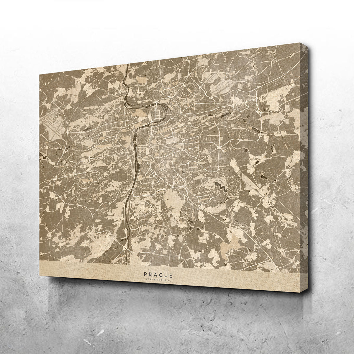 Prague Map Wall Art - Stunning Handmade Canvas Print
