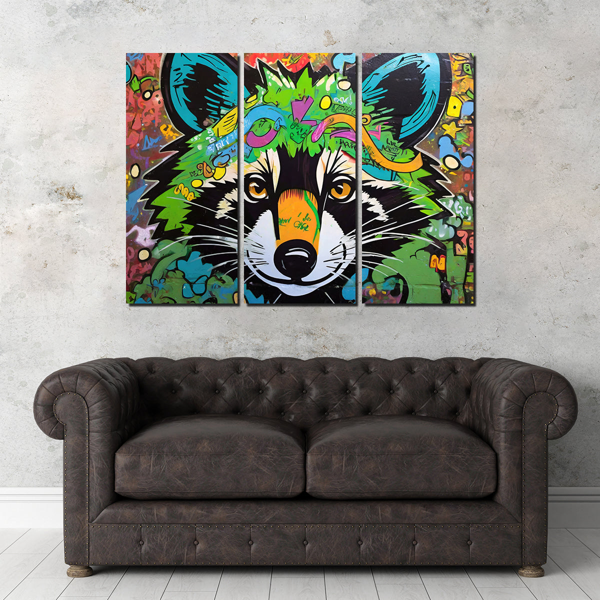 Unique Raccoon Graffiti Wall Art by Stephen Chambers