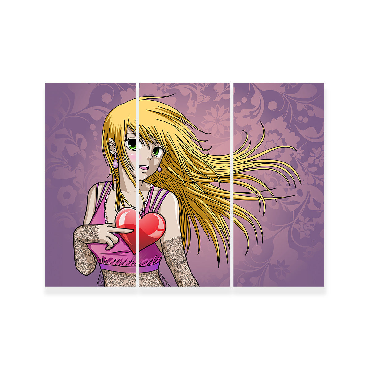 Charming Girl Holding Heart Wall Art