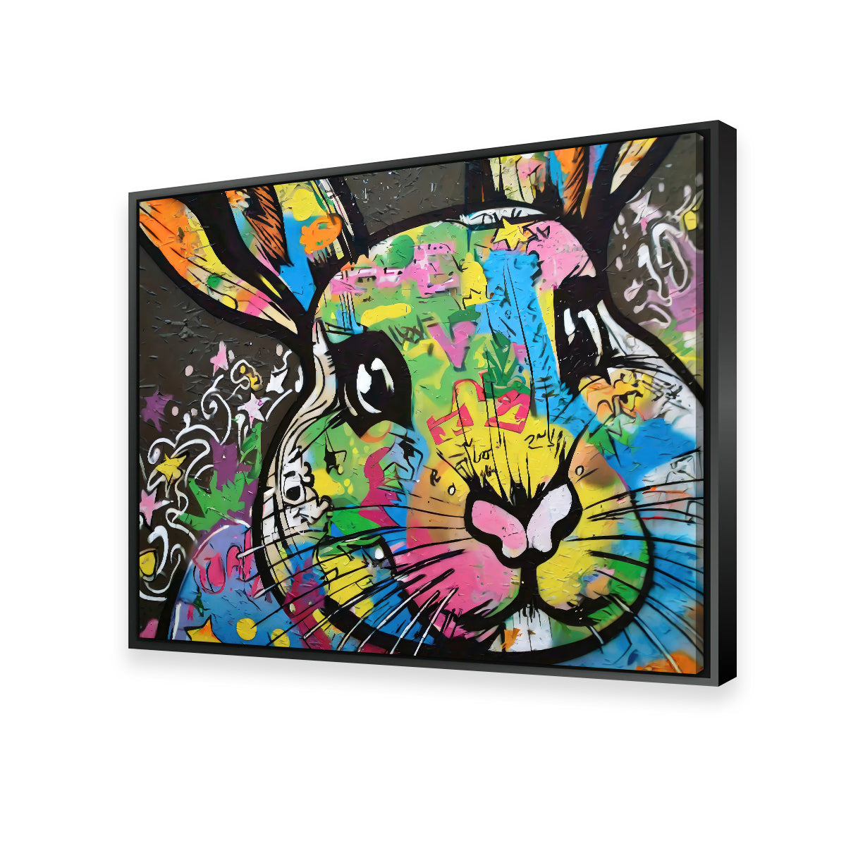Eye - catching Rabbit Graffiti Wall Art by Stephen Chambers
