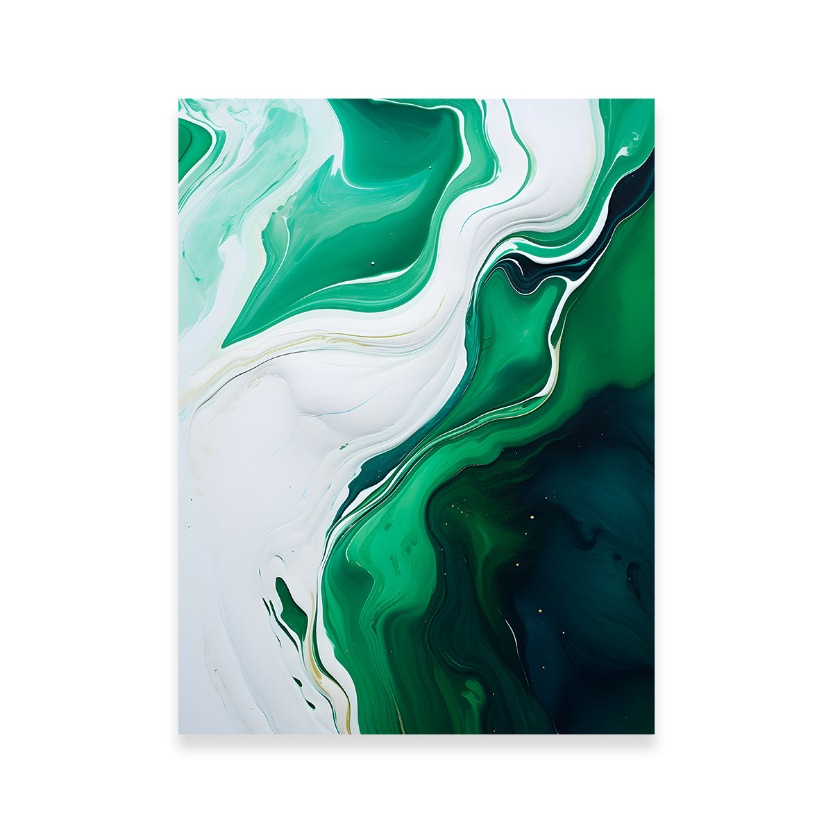 Stunning Abstract Green and White Waves Wall Art for Home Decor