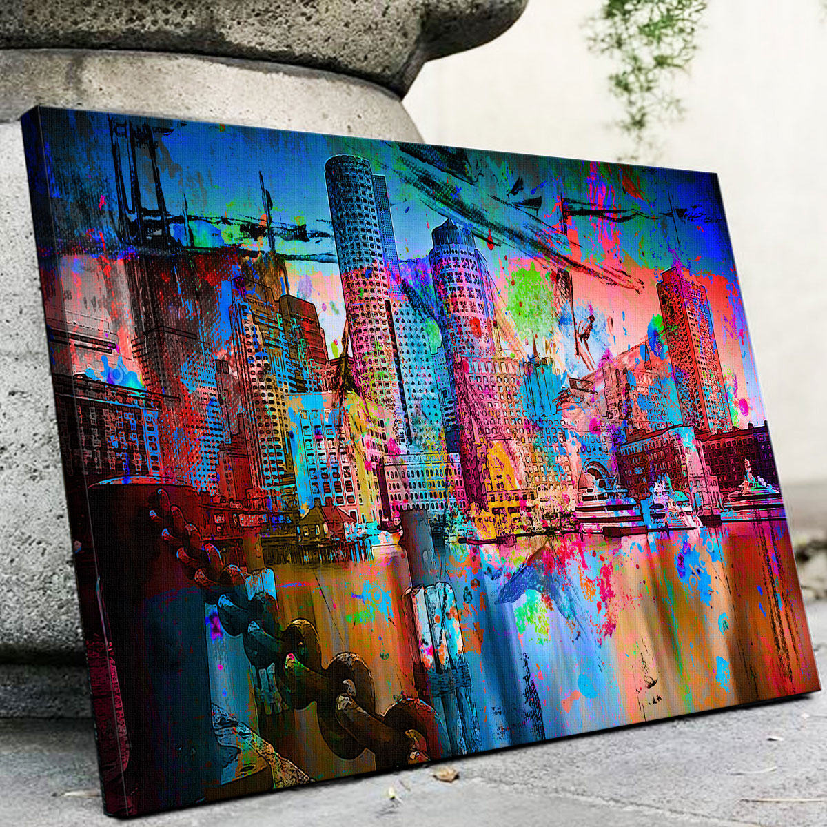 Stunning Abstract Boston Skyline Wall Art for Modern Interiors