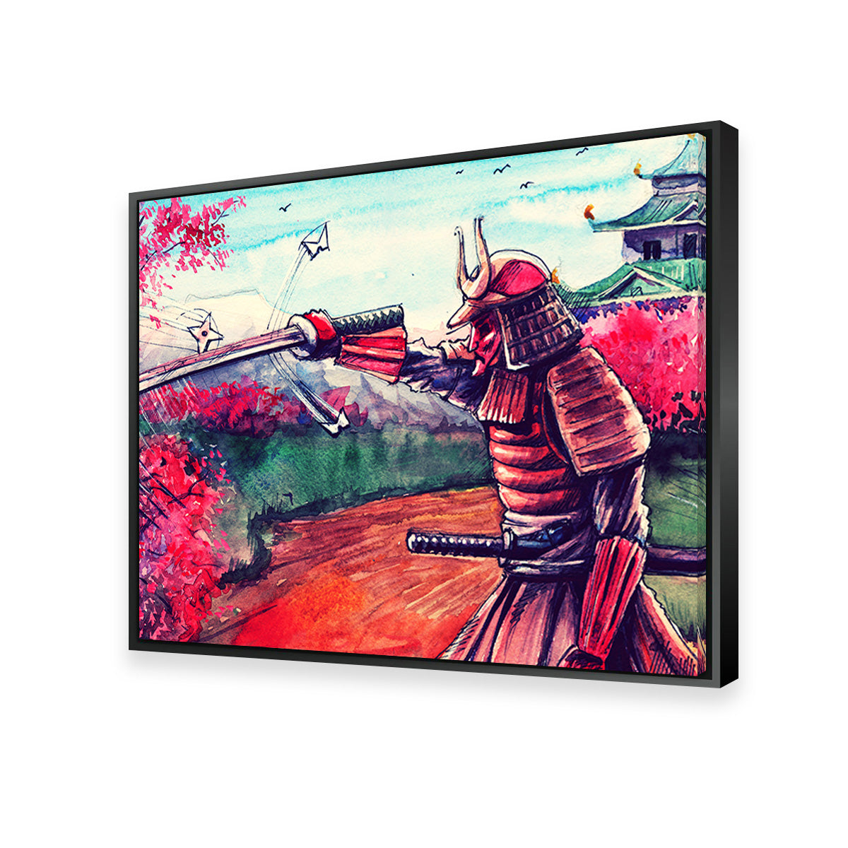 Authentic Japanese Samurai Inspired Watercolor Wall Art for Stunning Home Decor