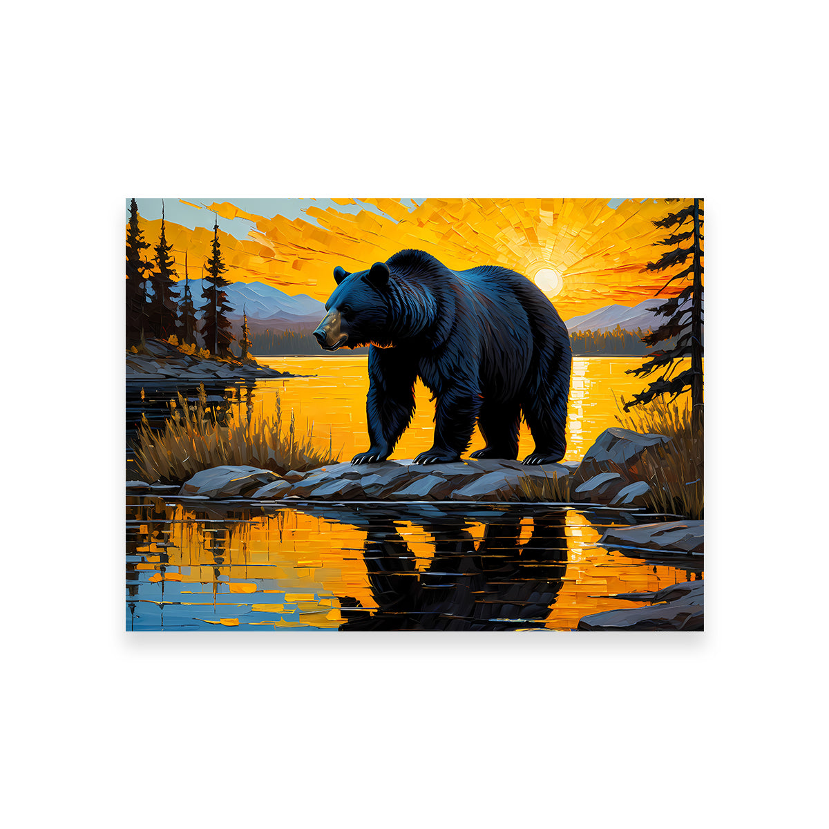 Stunning Black Bear Sunset Wall Art for Home Decor