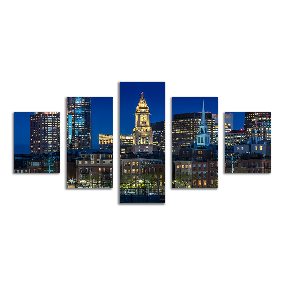 Stunning Boston Evening Skyline of North End & Financial District Wall Art for Your Home Decor