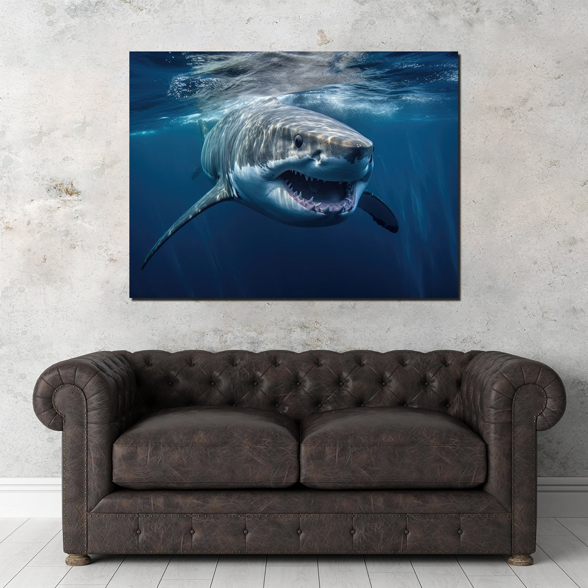 Stunning Great White Close - up Wall Art for Striking Home Decor