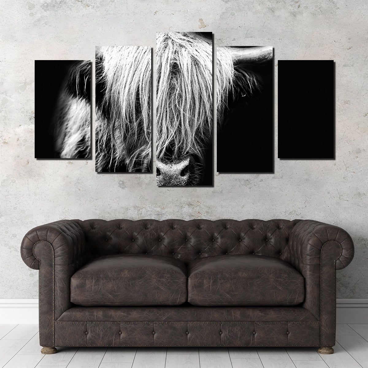 Stunning Grayscale Highland Cow Wall Art for Your Home Decor