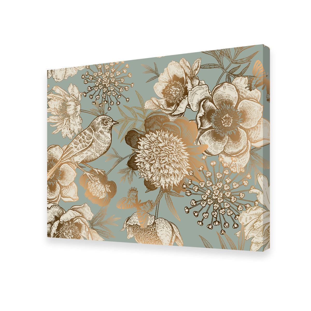 Exquisite Golden Flowers Pattern Wall Art for Stunning Home Decor