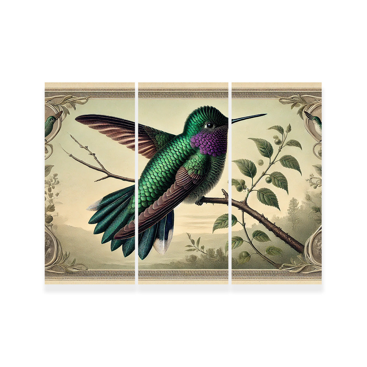 Stunning JJ Audubon's Style Hummingbird Print Wall Art for Home Decor