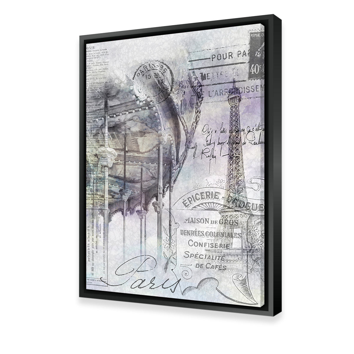 Exquisite Paris Collage - Eiffel Tower And Carousel Wall Art for Stunning Decor
