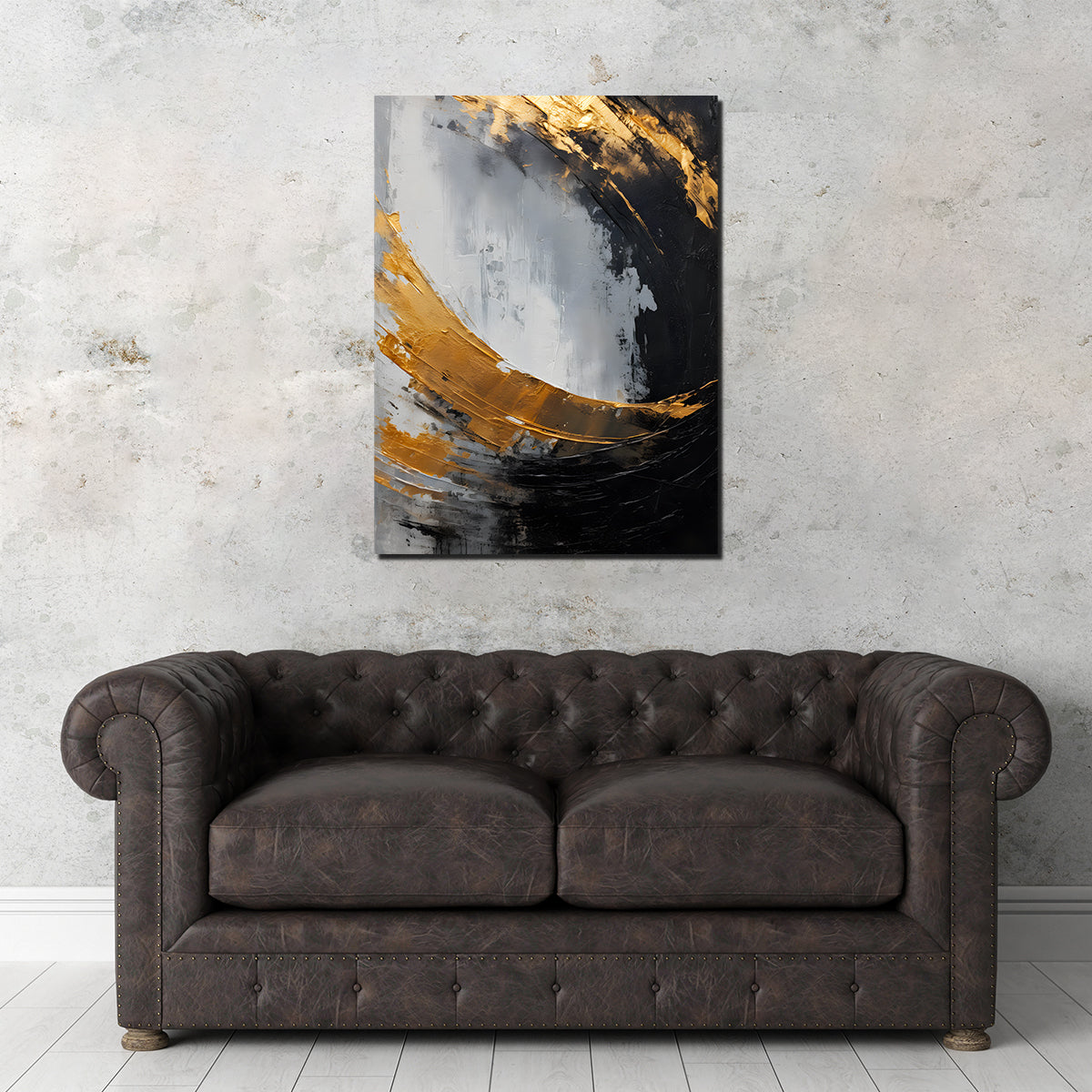Stunning Abstract - Black Gold Shapes 3 Wall Art for Modern Spaces