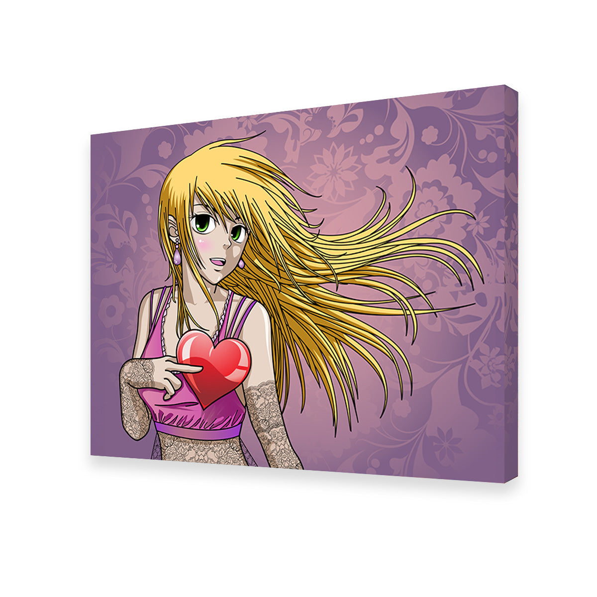 Charming Girl Holding Heart Wall Art