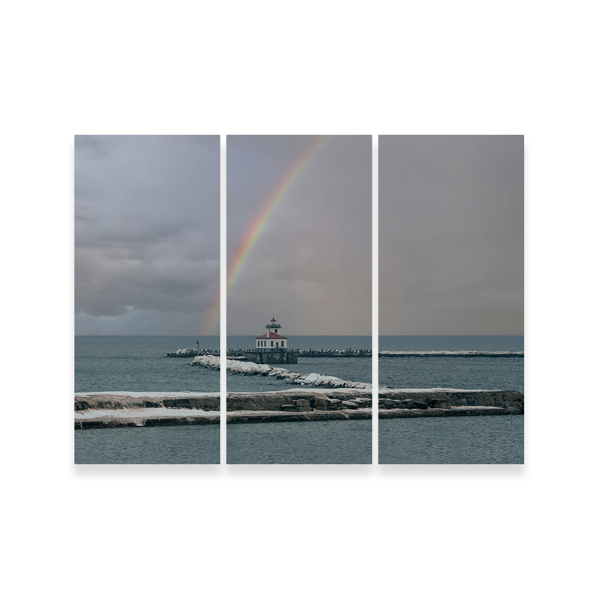 Stunning Lighthouse and Rainbow Wall Art by Dennis Maida