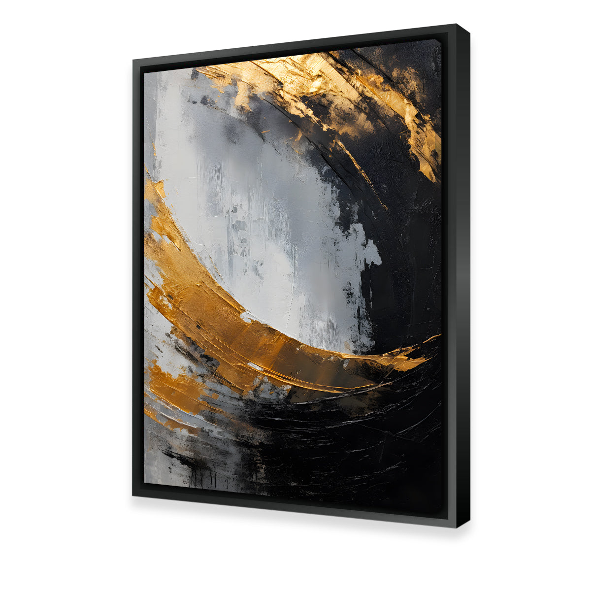 Stunning Abstract - Black Gold Shapes 3 Wall Art for Modern Spaces