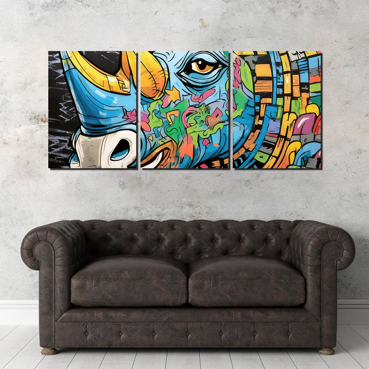 Stunning Rhino Graffiti Wall Art by Stephen Chambers