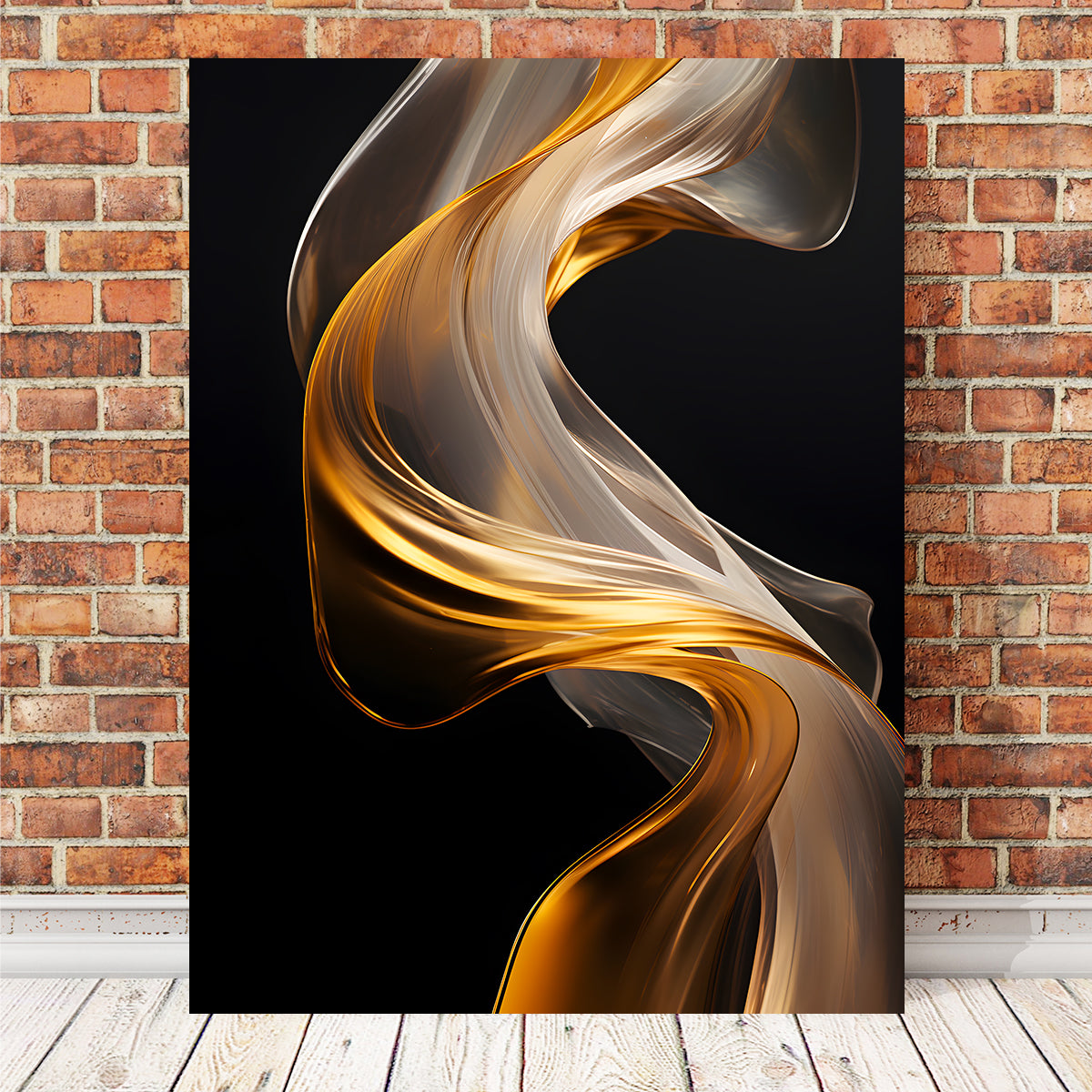 Stunning Abstract White Gold Waves 2 Wall Art for Elegant Decor