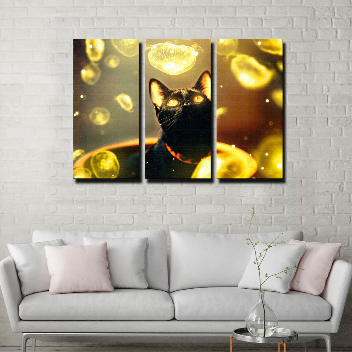 Stunning Black Cat With Jellyfish Wall Art by Manuel Luces