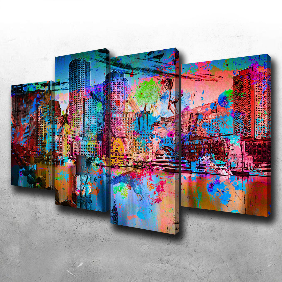 Stunning Abstract Boston Skyline Wall Art for Modern Interiors