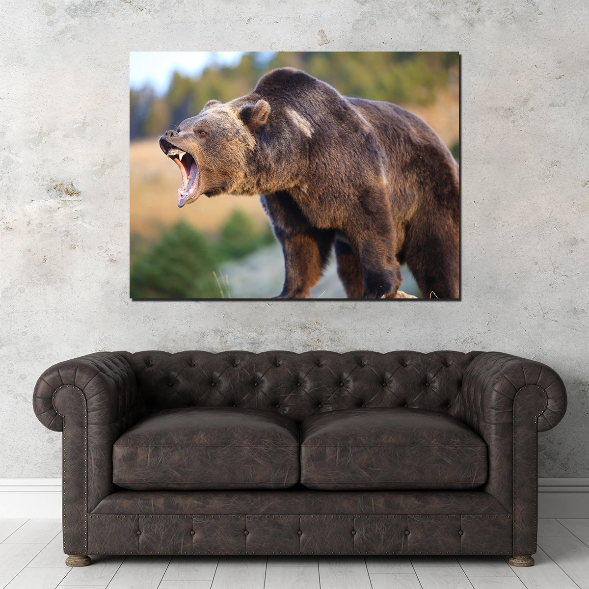 Stunning Grizzly Bear Growling Wall Art for Your Home Decor