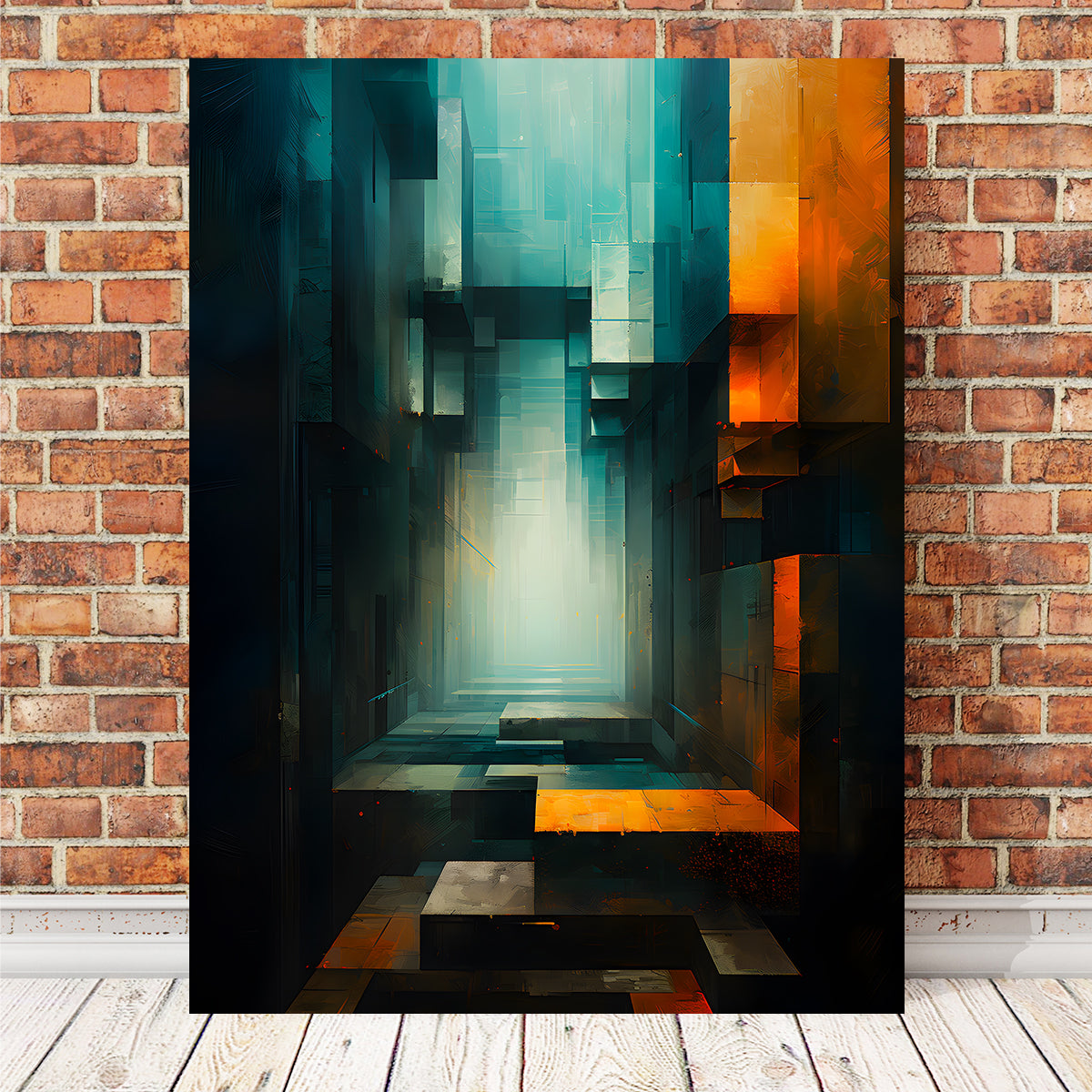Stunning Abstract Blue Orange Shapes 12 Wall Art for Modern Interiors