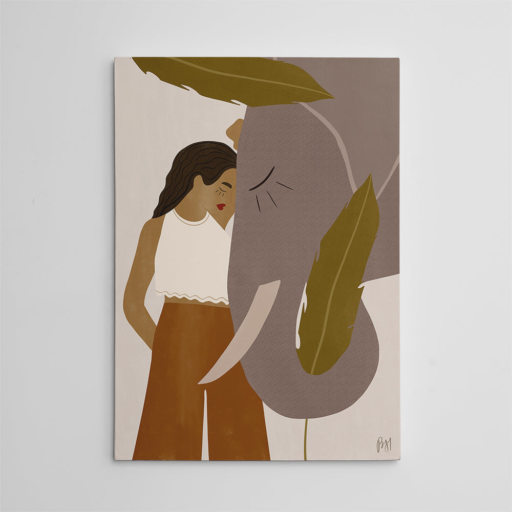 Charming Girl And Elephant Wall Art by Birch & Ink Sisters