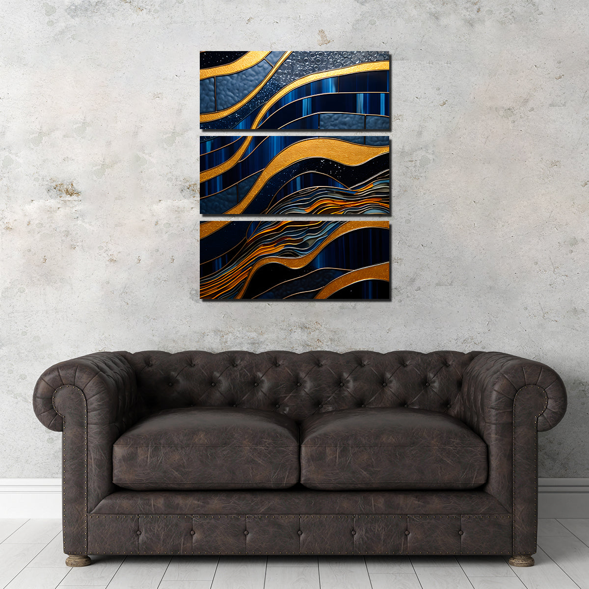 Stunning Abstract Blue Gold Shapes 18 Wall Art for Modern Decor