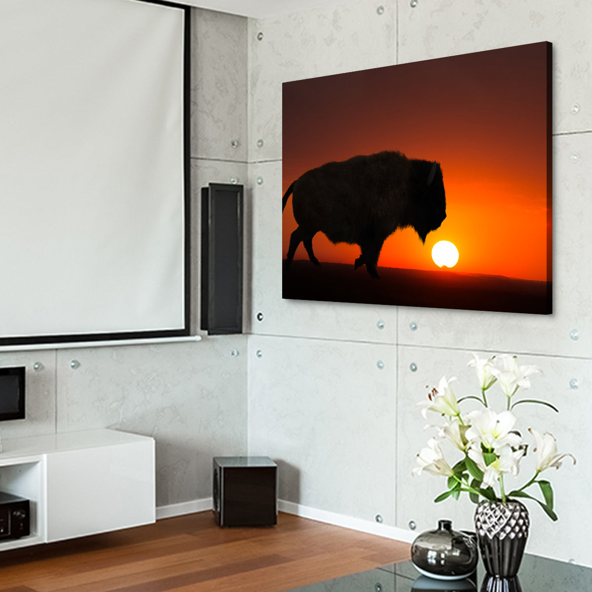 Stunning Bison at Sunset Wall Art for Your Home Decor