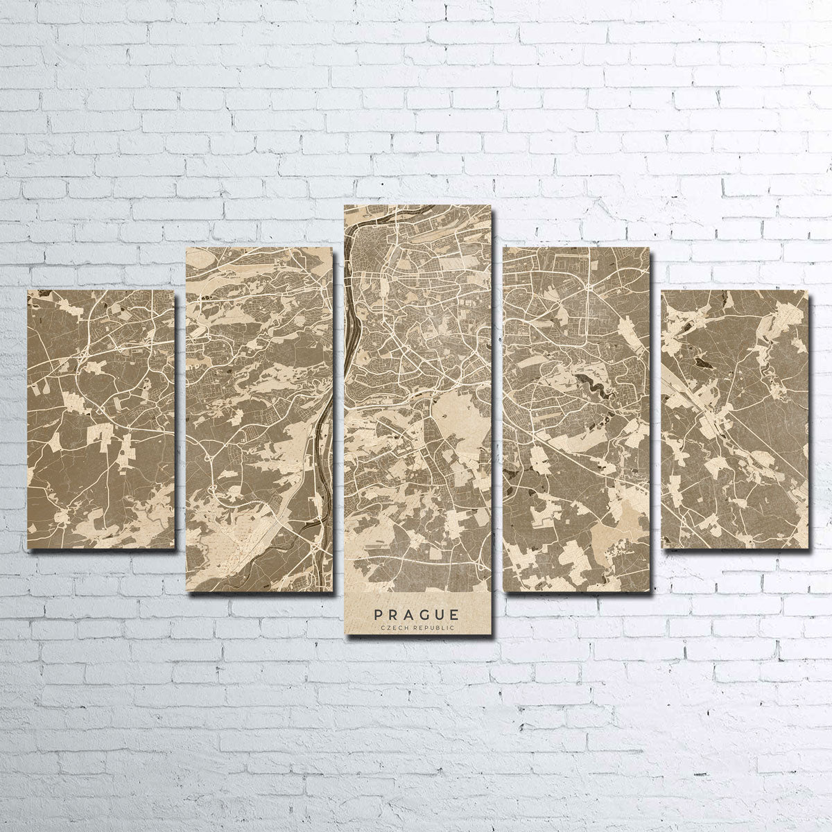 Prague Map Wall Art - Stunning Handmade Canvas Print