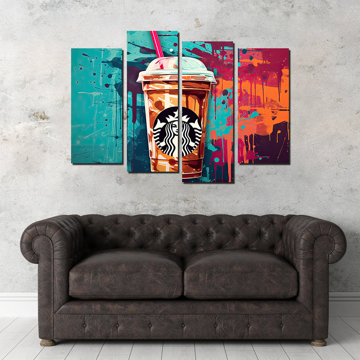 Unique Starbucks Coffee Warhol-inspired Wall Art by Ralph & Laura Design