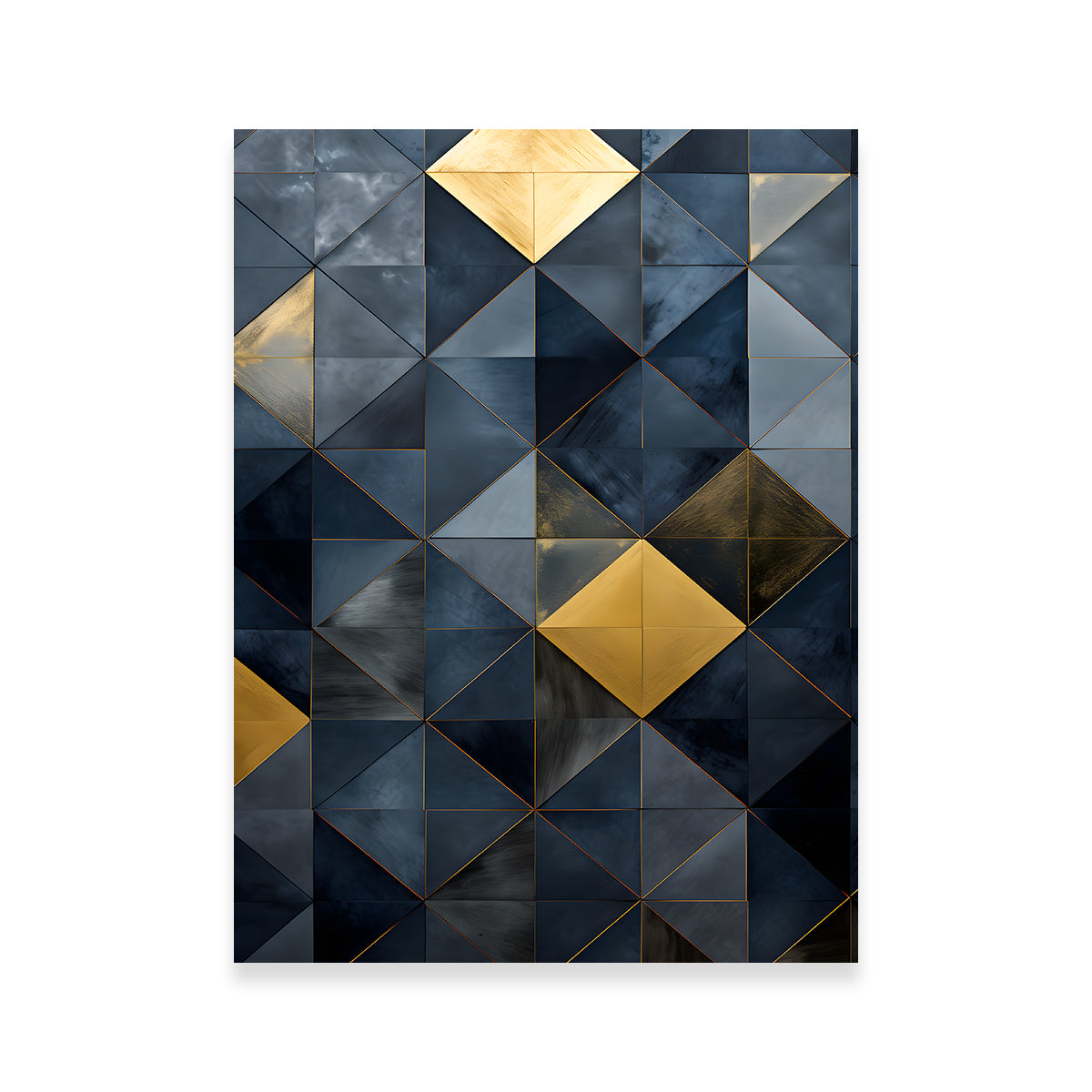 Stunning Abstract - Blue Gold Shapes 23 Wall Art for Modern Interiors